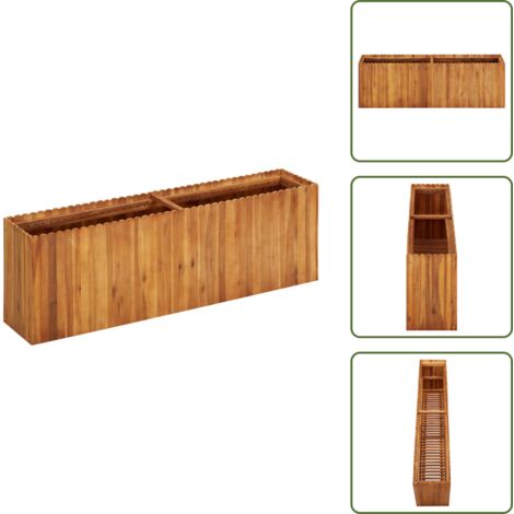 The Living Store Letto Rialzato da Giardino 150x30x50 cm in Massello di Acacia - Fioriera in legno