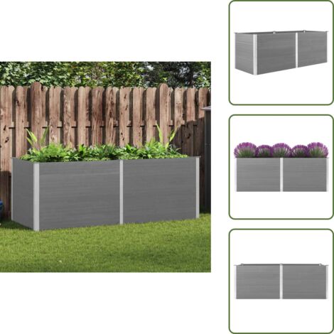 The Living Store Letto Rialzato da Giardino 250x100x91 cm in WPC Grigio - Fioriera esterna