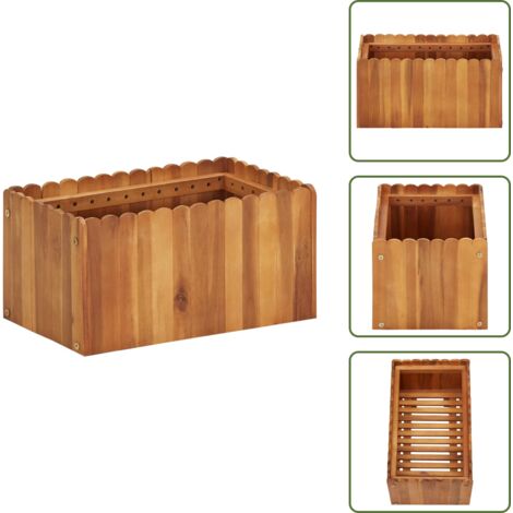 The Living Store Letto Rialzato da Giardino 50x30x25 cm Legno Massello di Acacia - Fioriera in legno
