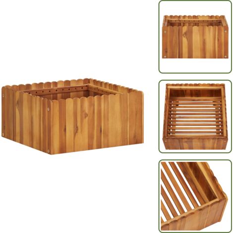 The Living Store Letto Rialzato da Giardino 50x50x25 cm Legno Massello di Acacia - Fioriera in legno
