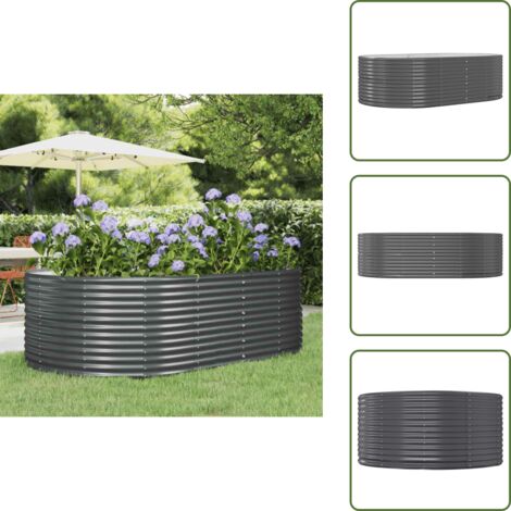 The Living Store Letto Rialzato da Giardino Antracite 212x140x68 cm Acciaio Zincato - Fioriera