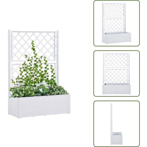 The Living Store Letto Rialzato da Giardino con Graticcio e Irrigazione Bianco - Irrigazione automatica
