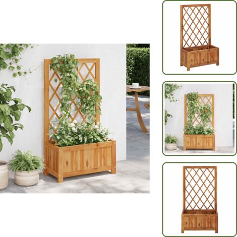 The Living Store Letto Rialzato da Giardino con Graticcio in Massello di Acacia - Letto rialzato