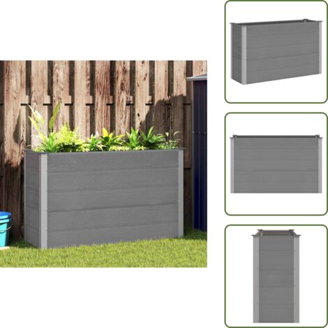 The Living Store Letto Rialzato da Giardino in WPC 150x50x91 cm Grigio - Fioriera