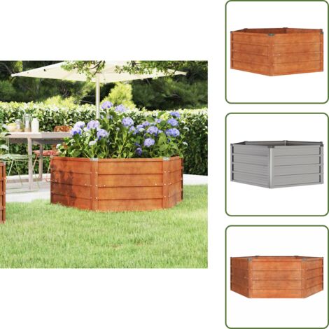 The Living Store Letto Rialzato da Giardino Ruggine 129x129x45 cm Acciaio Corten - Letto rialzato