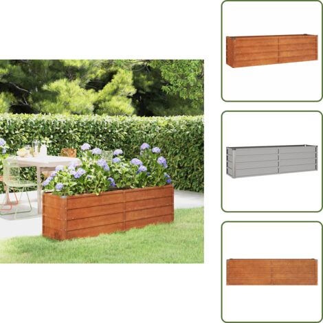 The Living Store Letto Rialzato da Giardino Ruggine 160x40x45 cm Acciaio Corten - Letto rialzato