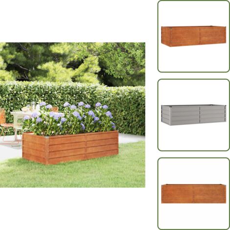 The Living Store Letto Rialzato da Giardino Ruggine 160x80x45 cm Acciaio Corten - Letto rialzato