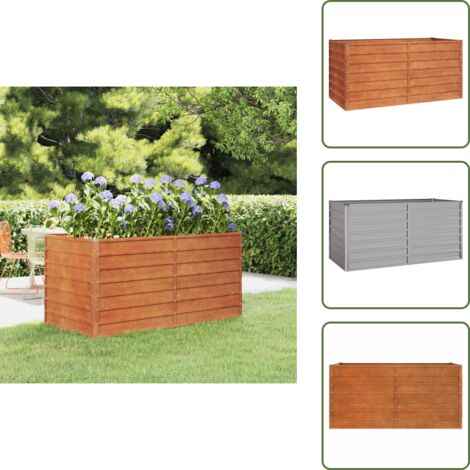 The Living Store Letto Rialzato da Giardino Ruggine 160x80x77 cm Acciaio Corten - Acciaio corten