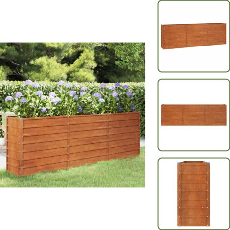The Living Store Letto Rialzato da Giardino Ruggine 240x40x77 cm Acciaio Corten - Letto rialzato