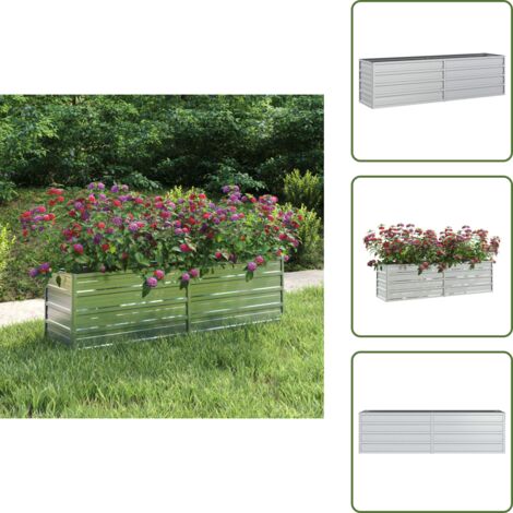 The Living Store Letto Rialzato Giardino 160x40x45 cm in Acciaio Zincato Argento - Letto rialzato