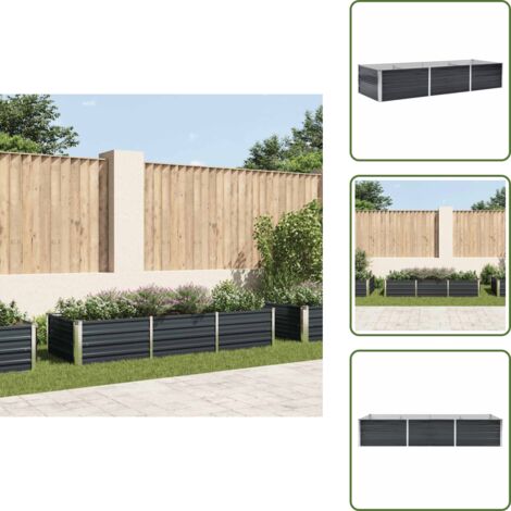 The Living Store Letto Rialzato Giardino Antracite 240x80x45 cm Acciaio Zincato - Orto rialzato moderno