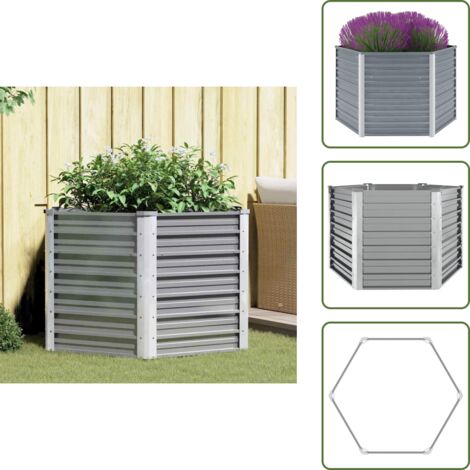 The Living Store Letto Rialzato Giardino in Acciaio Zincato 129x129x77 cm Grigio - Orto rialzato