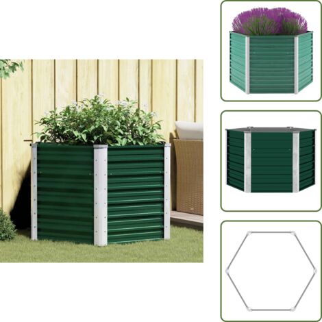 The Living Store Letto Rialzato Giardino in Acciaio Zincato 129x129x77 cm Verde - Letto in acciaio zincato