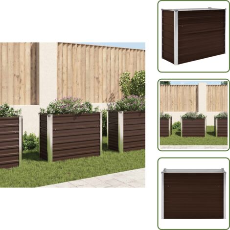 The Living Store Letto Rialzato Giardino Marrone 100x40x77 cm in Acciaio Zincato - Letto rialzato