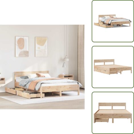 The Living Store Letto senza Materasso 120x190 cm in Legno Massello di Pino - Letto con testiera