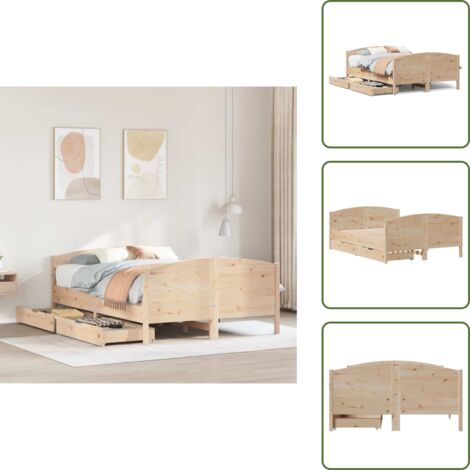 The Living Store Letto senza Materasso 120x190 cm in Legno Massello di Pino - Letto in legno