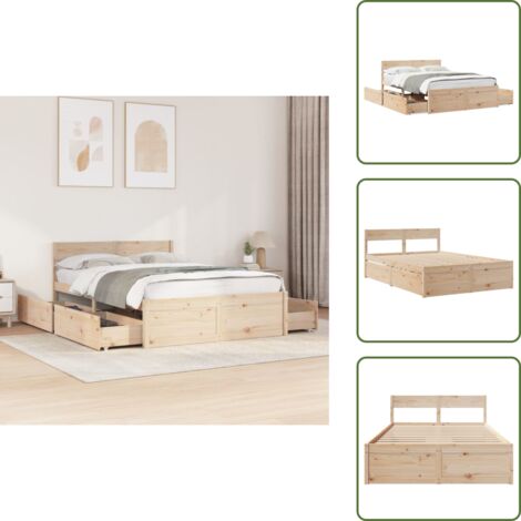 The Living Store Letto senza Materasso 120x190 cm in Legno Massello di Pino - Letto in legno