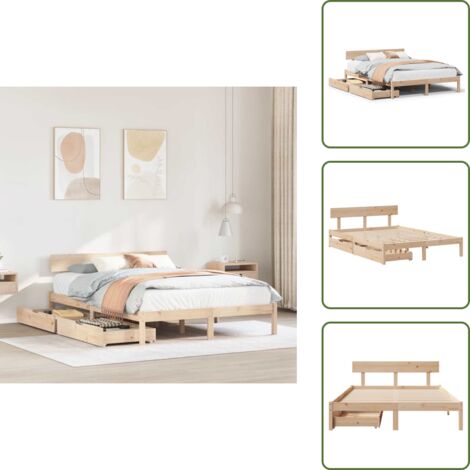 The Living Store Letto senza Materasso 120x190 cm in Legno Massello di Pino - Letto in legno massello