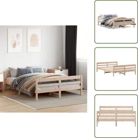 The Living Store Letto senza Materasso 120x200 cm in Legno Massello di Pino - Letto in legno