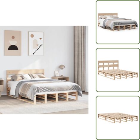 The Living Store Letto senza Materasso 120x200 cm in Legno Massello di Pino - Letto senza materasso