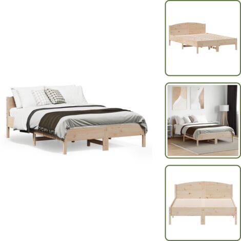The Living Store Letto senza Materasso 135x190 cm in Legno Massello di Pino - Letto in legno