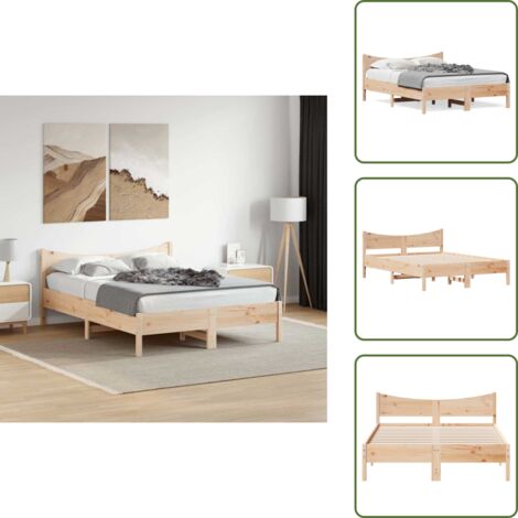The Living Store Letto senza Materasso 135x190 cm in Legno Massello di Pino - Letto senza materasso