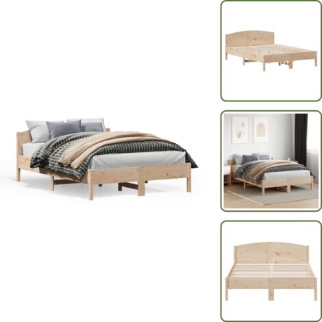 The Living Store Letto senza Materasso 140x200 cm in Legno Massello di Pino - Letto in legno