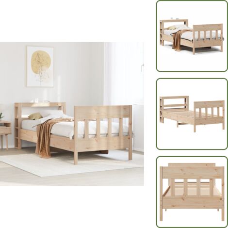 The Living Store Letto senza Materasso 75x190 cm in Legno Massello Pino - Letto in legno