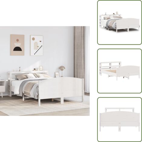 The Living Store Letto senza Materasso Bianco 120x200 cm Legno Massello di Pino - Letto in legno