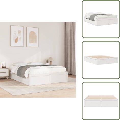 The Living Store Letto senza Materasso Bianco 140x190 cm Legno Massello di Pino - Letto in legno