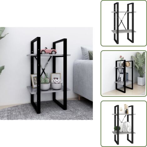 The Living Store Libreria 2 Ripiani Grigio Cemento 40x30x70 cm Legno Multistrato - Libreria industriale