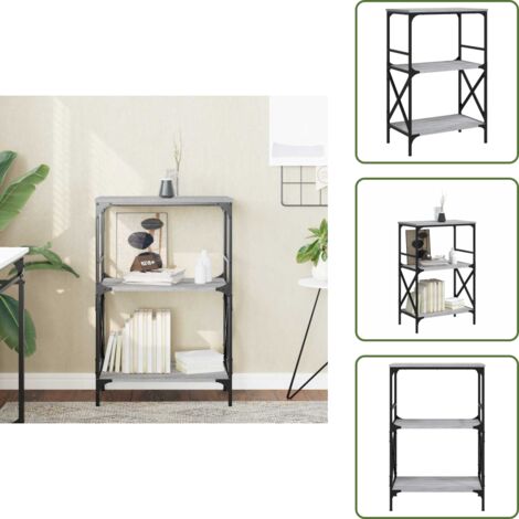 The Living Store Librería 3 estantes madera ingeniería gris Sonoma 59x35x90,5 cm - Estantería gris