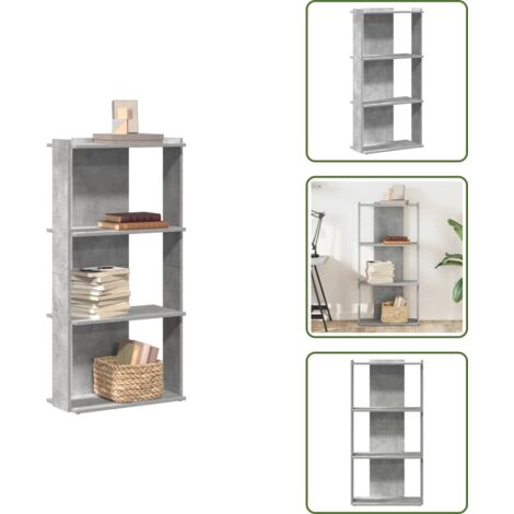The Living Store Libreria 3 Ripiani Grigio Cemento 60x30x120 cm Multistrato - Libreria per libri