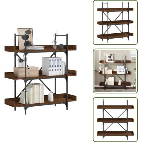 The Living Store Libreria 3Ripiani Rovere Marrone 100x33x108,5 Legno Multistrato - Libreria con ripiani