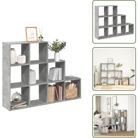 The Living Store Libreria 4 Ripiani Grigio Cemento 137,5x29x103,5 cm Truciolato - Scaffale porta oggetti
