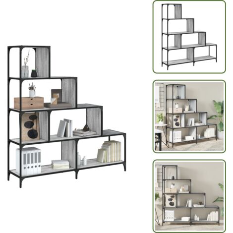 The Living Store Libreria 4 Ripiani Grigio Sonoma 139x33,5x149 Legno Multistrato - Scaffale