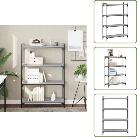 The Living Store Libreria 4 Ripiani Grigio Sonoma 80x30x120cm Legno Multistrato - Libreria grigia