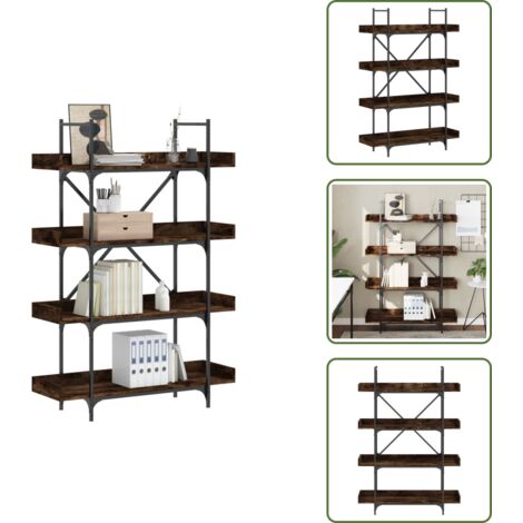 The Living Store Libreria 4 Ripiani Rovere Fumo 100x33x145,5cm Legno Multistrato - Libreria con ripiani