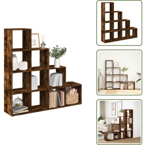 The Living Store Libreria 4 Ripiani Rovere Fumo 131,5x29x131,5 cm in Truciolato - Scaffale porta oggetti