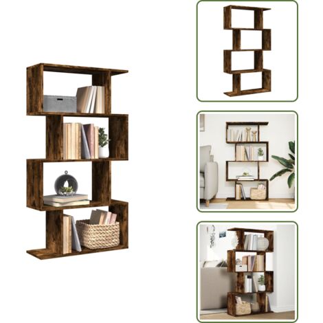 The Living Store Libreria 4 Ripiani Rovere Fumo 70x24x129 cm in Truciolato - Scaffale