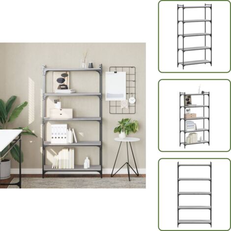 The Living Store Libreria 5 Ripiani Grigio Sonoma 80x30x154cm Legno Multistrato - Libreria grigia