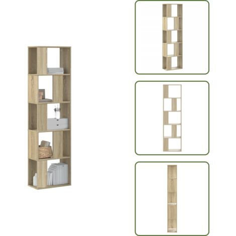 The Living Store Libreria 5 Ripiani Rovere Sonoma 45x23,5x162,5cm Multistrato - Scaffale