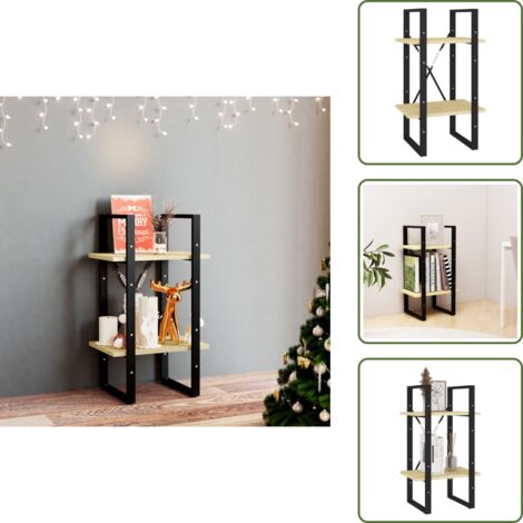 The Living Store Libreria a 2 Ripiani 40x30x70 cm in Legno Massello di Pino - Libreria a 2 ripiani