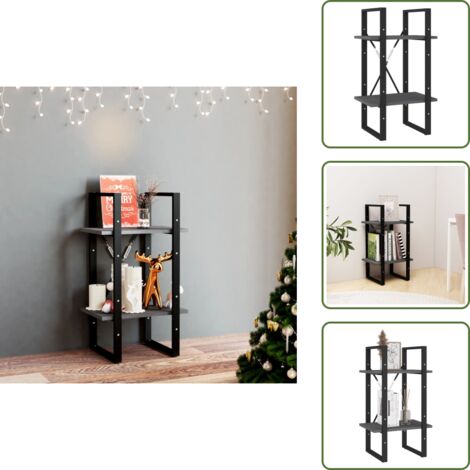 The Living Store Libreria a 2 Ripiani Grigia 40x30x70 cm in Massello di Pino - Libreria grigia