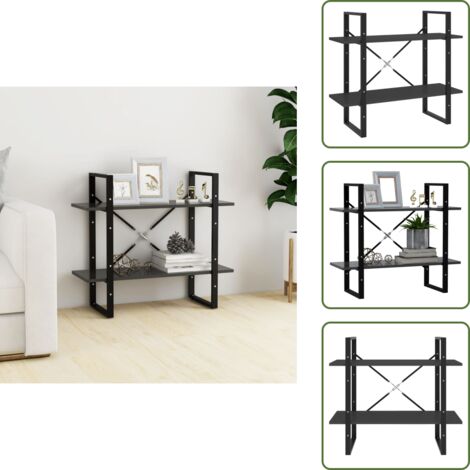 The Living Store Libreria a 2 Ripiani Grigia 80x30x70 cm in Legno Multistrato - Libreria grigia