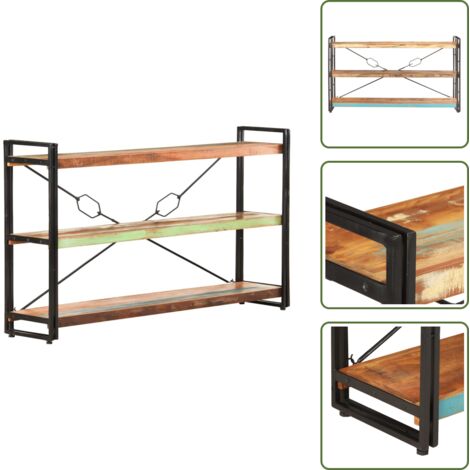 The Living Store Libreria a 3 Ripiani 140x30x80 cm in Massello di Recupero - Libreria industriale