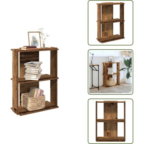 The Living Store Libreria a 3 Ripiani Legno Antico 60x30x80 cm Legno Multistrato - Libreria in legno