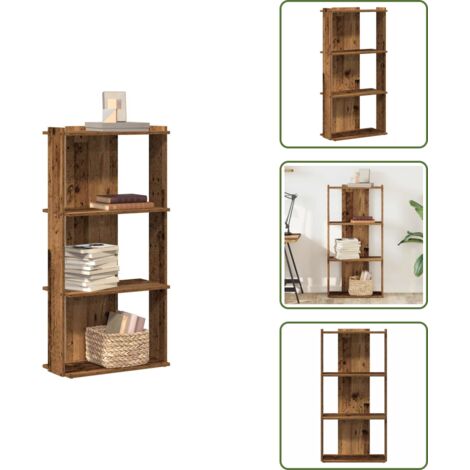 The Living Store Libreria a 3 Ripiani Legno Vecchio 60x30x120 cm in Truciolato - Libreria a 3 ripiani