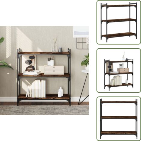 The Living Store Libreria a 3 Ripiani Rovere Fumo 80x30x86 cm Legno Multistrato - Libreria in legno multistrato