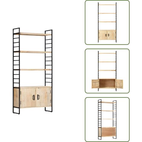 The Living Store Libreria a 4 Livelli 80x30x180 cm in Legno Massello di Mango - Libreria in legno mango